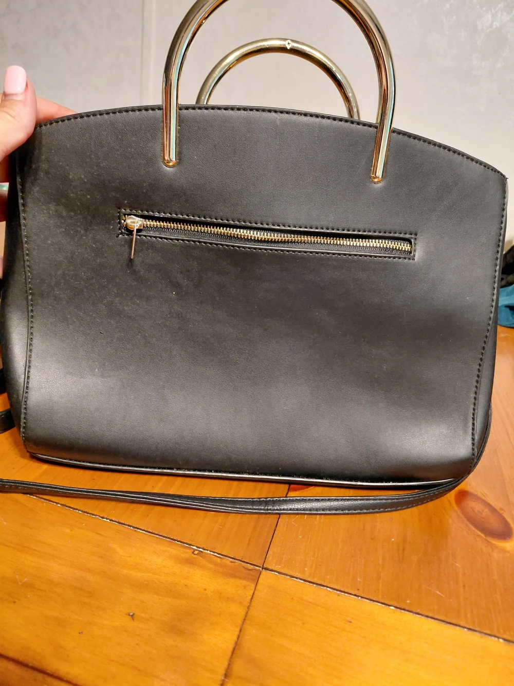 BCBG Black Satchel with Gold Top Handles